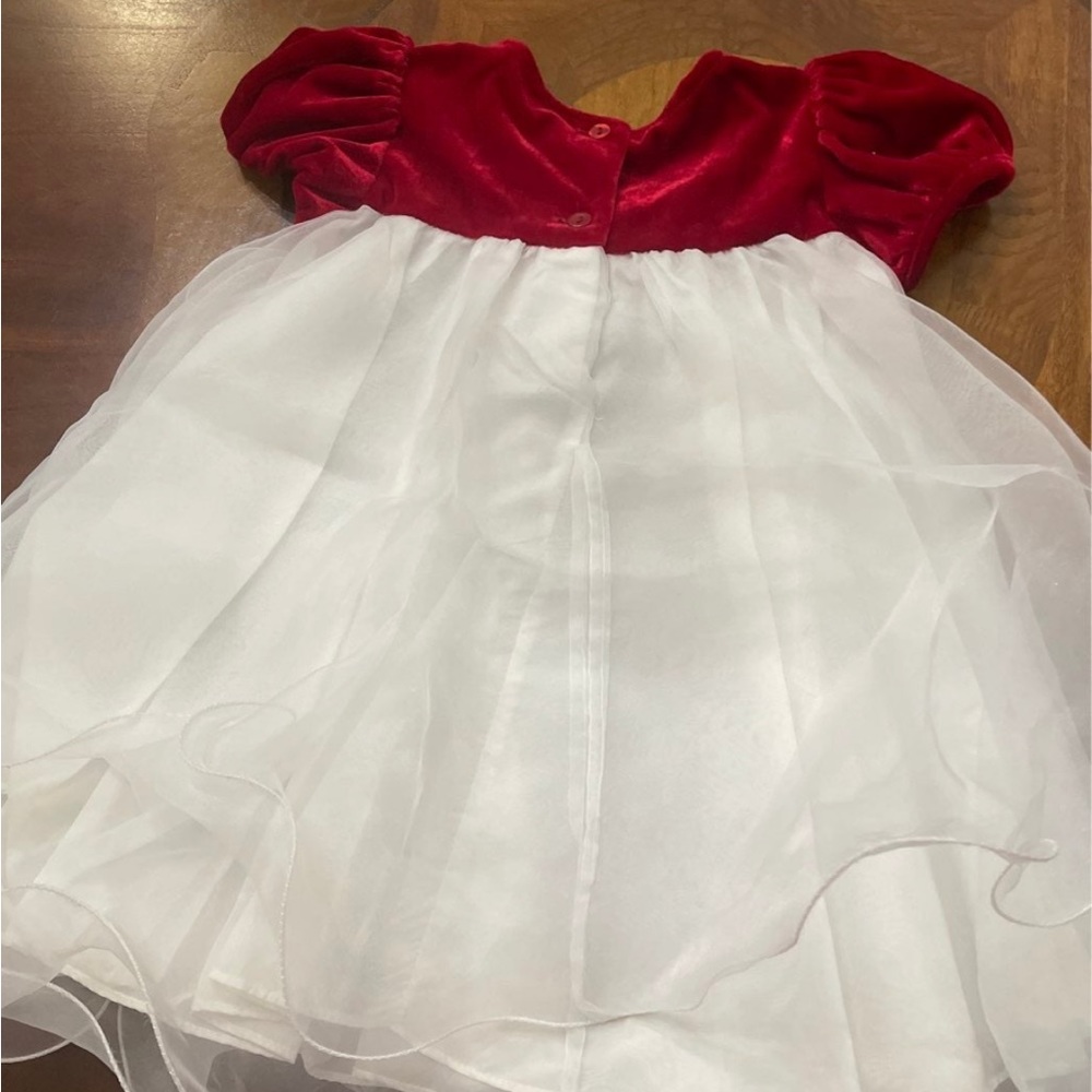 Rare Too girls red velour dress size 24 months - Picture 5 of 6